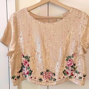 Pallavi Mohan Sequin Cropped Floral. Purchased Anthropologie bridal.